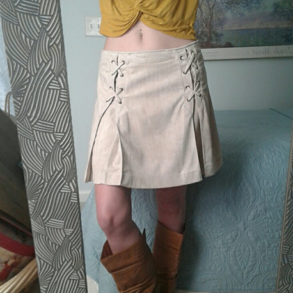 NWOT American Threads Faux Suede Mini Skirt